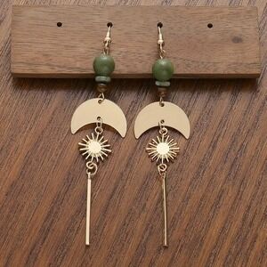 Moon‎ Sun Dangle Earrings Celestial Boho Hippie Statement Earrings